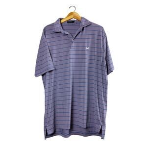 Pink and Blue Striped Men's Southern Marsh Polo L